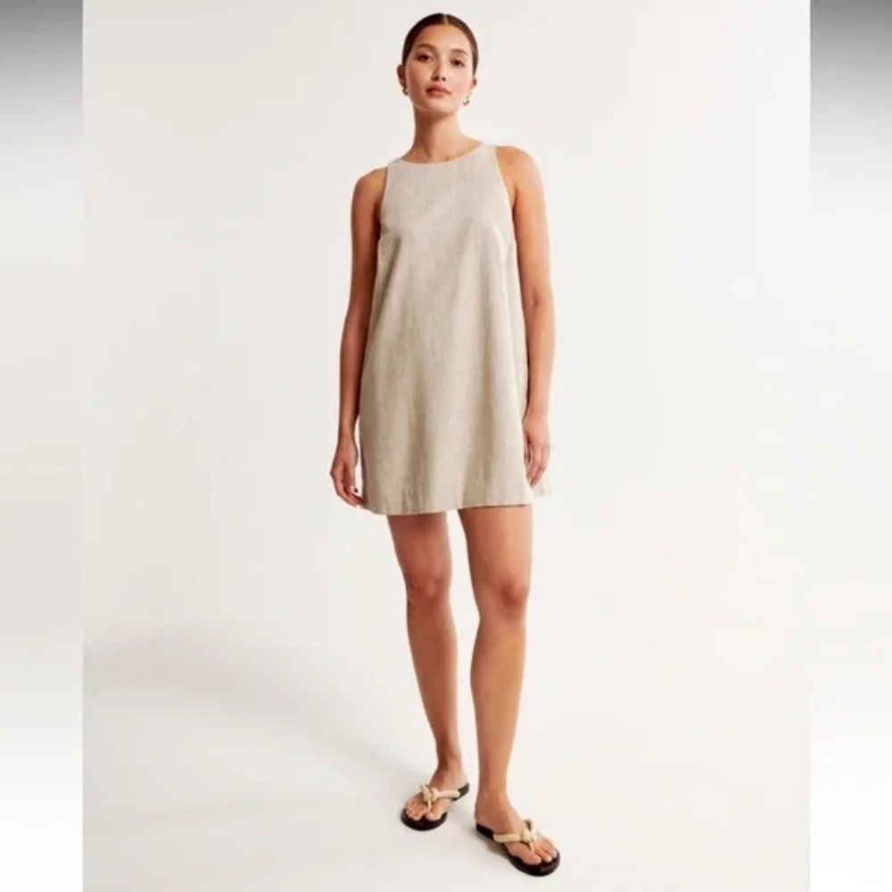 Linen-Blend Mini Dress